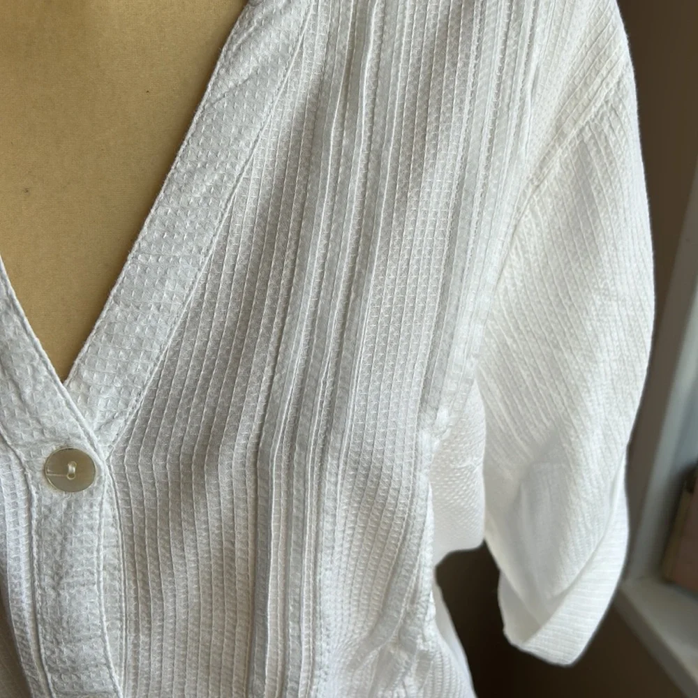 Club Z Collection Womens Tunic White Swim Cotton Cover up PinTucks - Picture 3 of 4